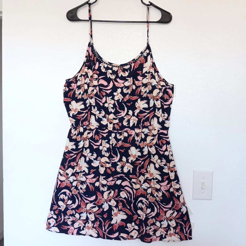 Market & Spruce a-line mini dress, 100% rayon,blue floral,pockets,NWT.